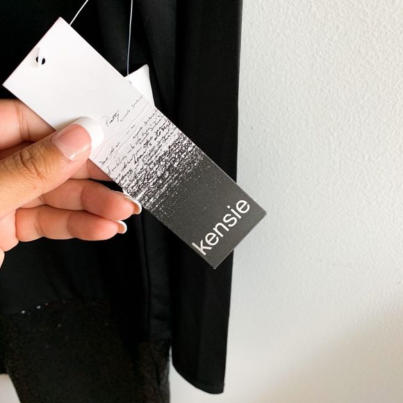 kensie Long Sleeve Black Jersey Dress Sz Large - Picture 7 of 8